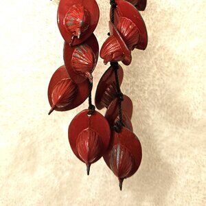 Necklace 29 vintage miniature red-painted metal fireman firefighter helmets